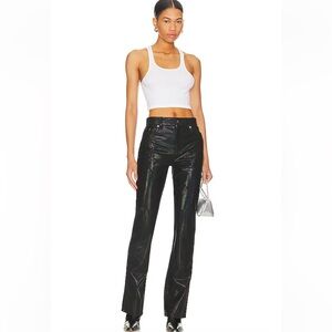 NBD Revolve Pants Womens Small Leather Holographic Straight Leg Split Hem New